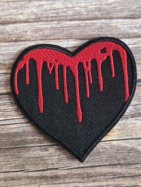 Blood Heart Emo Scene 90s y2k Vintage Iron on Patch